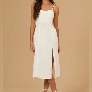 NEW Altar’d State White Linen Midi Dress Size Medium NWT